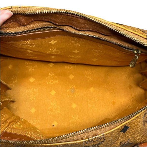 MCM Vintage Cognac Monogram Visetos Boston Bag Coated Canvas, Medium Great Shape - Picture 7 of 9